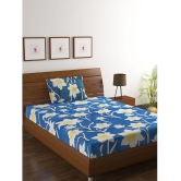 HOMETALES Microfiber Floral Single Bedsheet with One Pillow Cover -Blue - Blue