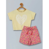 PLUM TREE Yellow Cotton Girls Top With Shorts ( Pack of 2 ) - None