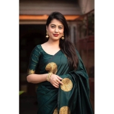 A TO Z CART Banarasi Silk Embellished Saree With Blouse Piece - Green ( Pack of 1 ) - Green