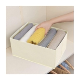 HOMETALES Non-Woven 5 Compartments Foldable Wardrobe Storage Organisers for Shirt, Denims, Pants, T-Shirt,Beige (2U)