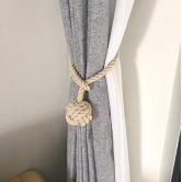 Esselkay Handmade Rope Curtain Tiebacks Curtain Ropes Holdbacks, Rural Decorative Knot Ball Cord Drapery Holdbacks Curtain Tiebacks Holder Boho Curtain Tie Customized (Cotton)