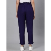 Oxolloxo Women Navy Blue Easy Wash Pleated Trousers