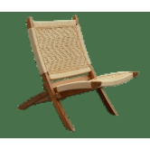 Orchid Homez Hand Woven Lounge Chair Folding Solid Wood Outdoor Chair (Natural) (Off- White)