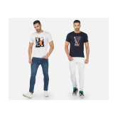 CHOZI Cotton Blend Regular Fit Printed Half Sleeves Mens T-Shirt - Multicolor ( Pack of 2 ) - None