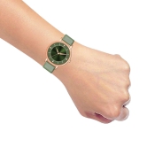 Loretta MT-513 Green Leather Belt Slim Dial Women & Girls Watch