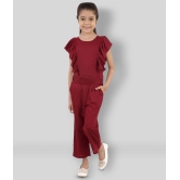 Kids Cave - Maroon Rayon Girls Jumpsuit ( Pack of 1 ) - None