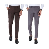 SREY - Coffee Polycotton Slim - Fit Men's Chinos ( Pack of 2 ) - None