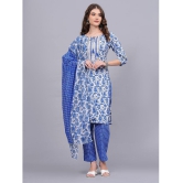 HIGHLIGHT FASHION EXPORT Cotton Printed Kurti With Pants Women's Stitched Salwar Suit - Blue ( Pack of 1 ) - None