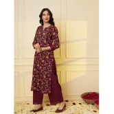 Tissu Cotton Printed Kurti With Palazzo Womens Stitched Salwar Suit - Maroon ( Pack of 1 ) - None