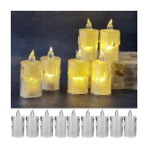 TINUMS - Off White LED Tea Light Candle 8 cm ( Pack of 3 )