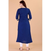 Glomee - Blue Rayon Women's Nayra Kurti ( Pack of 1 ) - None