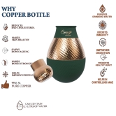 LA'FORTE Lotus Pure Copper Hammered Design Pitcher and Bedside Carafe (1.5 Ltr) Sea Green