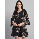 Curvydrobe Crepe Printed Mini Womens A-line Dress - Black ( Pack of 1 ) - None