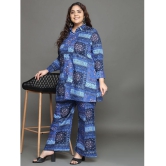 Tissu Blue Printed Palazzo Top Set - None