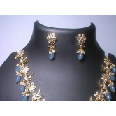 Stunning American Diamond Necklace Set with Blue Beads