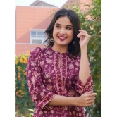 Vbuyz Cotton Printed Straight Womens Kurti - Purple ( Pack of 1 ) - None