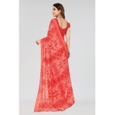 Kashvi Sarees Georgette Printed Saree With Blouse Piece - Red ( Pack of 1 ) - Red