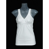 WOMEN CAMISOLE WITH LACE STRAPS-80 / WHITE / COTTON