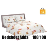 Bedsheet Adda-Super Mega King Size  King Size(108*108 in)-Pure Cotton Sanganeri Printed Jaipuri  Double Bedsheet With 2 Matching Pillow Covers-RJ-14-03-(108*108)-HT8204