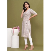 Glorious Cotton Striped Angrakha Womens Kurti - Beige ( Pack of 1 ) - None