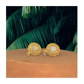 LUV FASHION Golden Stud Earrings ( Pack of 1 ) - Golden