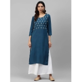 JC4U - Teal Rayon Womens Straight Kurti ( Pack of 1 ) - None