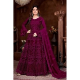 A TO Z CART Wine Flared Net Womens Semi Stitched Ethnic Gown ( Pack of 1 ) - None