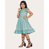 Girls Cotton Unique Design Printed Knee Length A-Line Dress-Brown / 12 - 13 Years