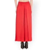 Women Red Flared Solid Palazzos