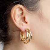 Triple Hoop Earrings-Golden