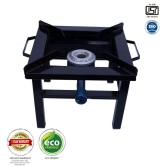 Avni M.S Square Single Burner Gas Stove Powder Koted Bhatti (Chula) (Medium) Cast Iron Manual Gas Stove