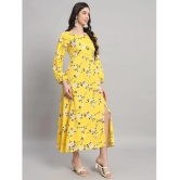 Curvydrobe Crepe Printed Midi Womens Side Slit Dress - Yellow ( Pack of 1 ) - None