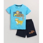 Lazy Shark - Cotton Blend Turquoise Boys T-Shirt & Shorts ( Pack of 1 ) - None