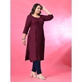 PrettyPlus by Desinoor.com Rayon Solid Straight Womens Kurti - Wine ( Pack of 1 ) - None