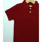 Boys Maroon Solid Polo T-Shirt