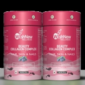 WishNew Wellness BEAUTY COLLAGEN COMPLEX, 21 Servings | Berry Flavor | Nourishment for Healthy Hair, Skin & Nails | 1 Sachet (10g) Daily Pack of 2