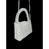 FHS Wedding & Party Style  Crystal Work clutch bag -White