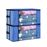 HOMETALES Non-Woven Cloth Storage / Organizer with Transparent Window,Blue (2U)