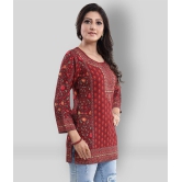 Meher Impex - Maroon Crepe Womens Straight Kurti ( Pack of 1 ) - 3XL