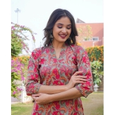 Vbuyz Cotton Printed Straight Womens Kurti - Pink ( Pack of 1 ) - None