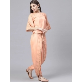 Peach-Coloured & Grey Printed Block Print Top with Dhoti Pants