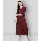 Divena - Maroon Rayon Womens Flared Kurti - S