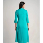 MAUKA - Turquoise Rayon Womens Front Slit Kurti ( Pack of 1 ) - None