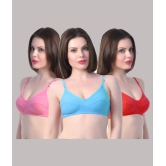 Kiran Enterprises - Multicolor Cotton Blend Non Padded Womens T-Shirt Bra ( Pack of 3 ) - None