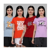 Fabflee - Multi Color Cotton Regular Fit Womens T-Shirt ( Pack of 4 ) - None