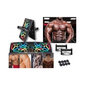 Push Up Board -with 14-in-one Muscle Toning System, Multifunctional Colour Coded Foldable Push up Board for Body - Black