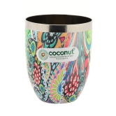 coconut Stainless Steel Printed Designer Multi Color Water Glass/Tumbler - Capacity -300ML -Pack of 6 Glasses