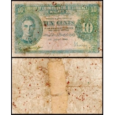 Malaya 10 Cents Very Used & Damaged  Banknote