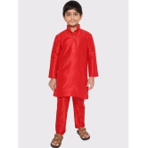 Maharaja - Red Silk Boys Kurta Sets ( Pack of 1 ) - None