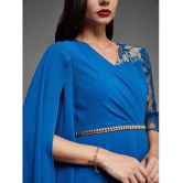 Miss Chase Georgette Solid Full Length Womens Gown - Blue ( Pack of 1 ) - None